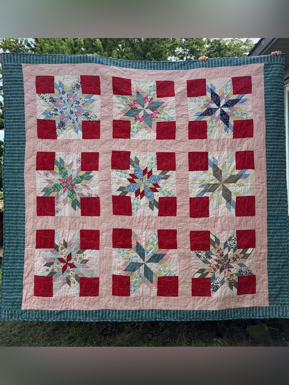 Vintage 8-point Century Star Patchwork Quilt 86x94”